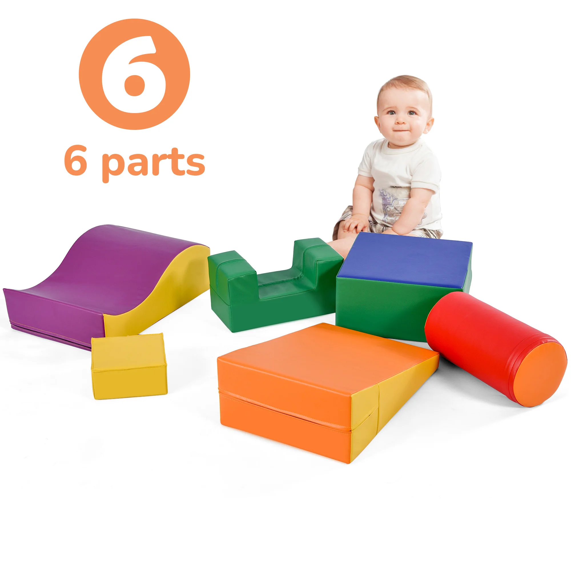 Foam Colorful Soft Climb and Crawl Foam Playset 6 in 1 Activity Play Set For Toddler Indoor Structure Climbing Crawling Toys Gym