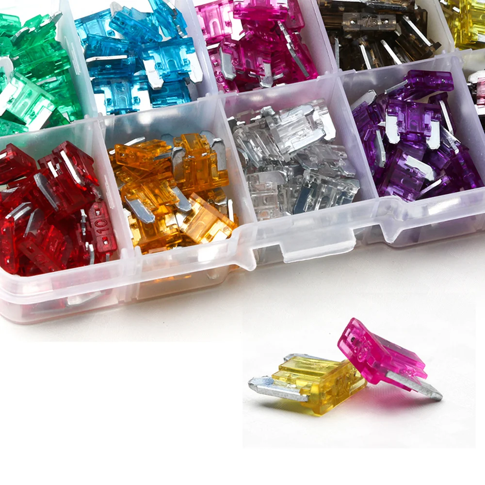 200PCS Automobile Car Security Fuse Blade Standard Auto Car Blade Fuse Assortment Kit Using For Mini-sized Car