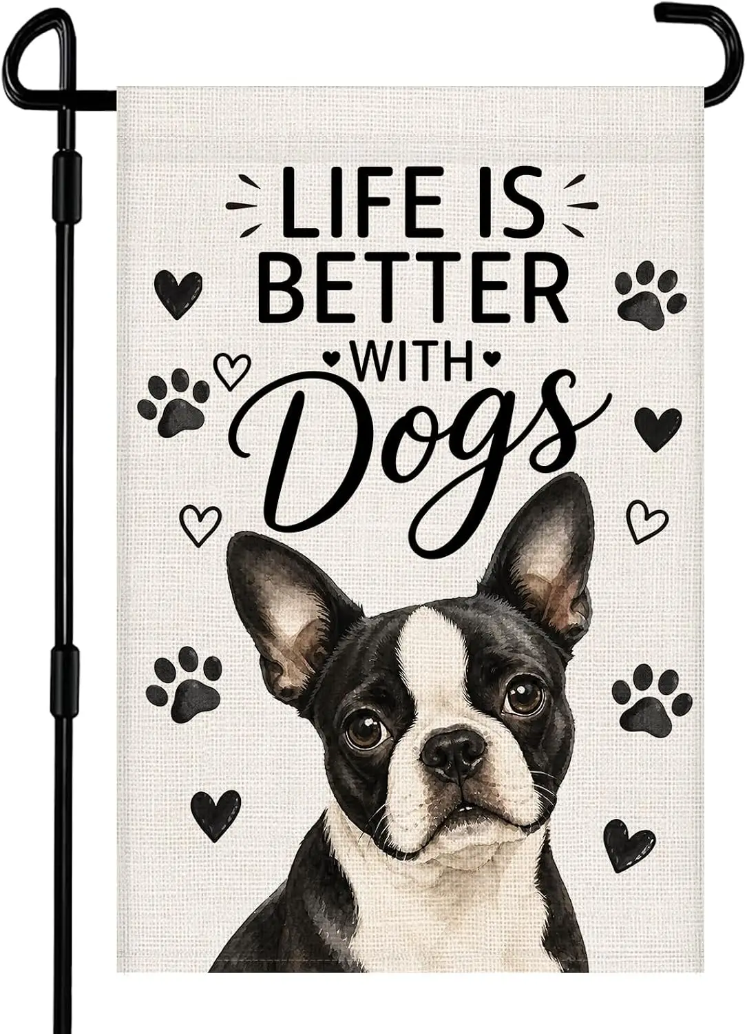 Life Is Better With Dogs Garden Flag 12x18 Inch Double Sided Burlap Pet Lover Themed Outdoor Decor for Patio, Farmhouse, Law kkz