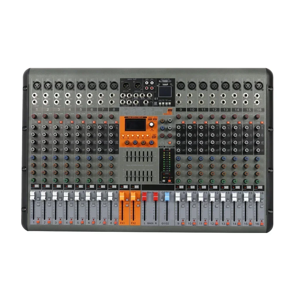 hot sale professional digital dual 99 dsp effects usb interface sound console mixing 650W 16 channel power audio mixer