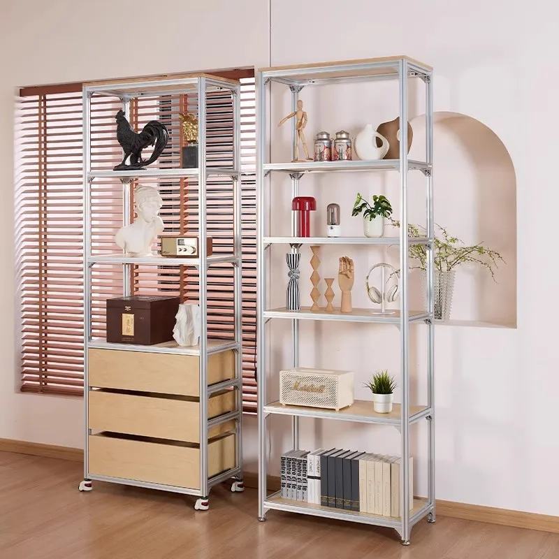 Aluminum Profile Birch Ocean Panel Display Cabinet Multi-layer Shelf Display Rack Sample Rack