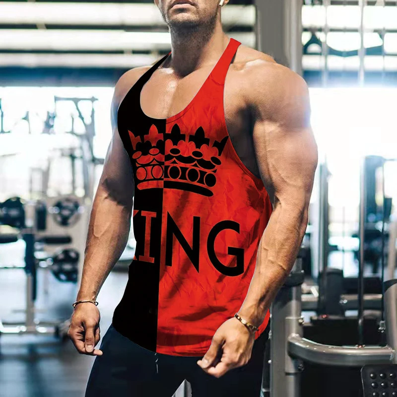 King Letter 3D Printed Tank Tops Summer Men's Casual Fashion Streetwear Oversized Sleeveless Tank Top Male Gym Vest Man Clothing view 3