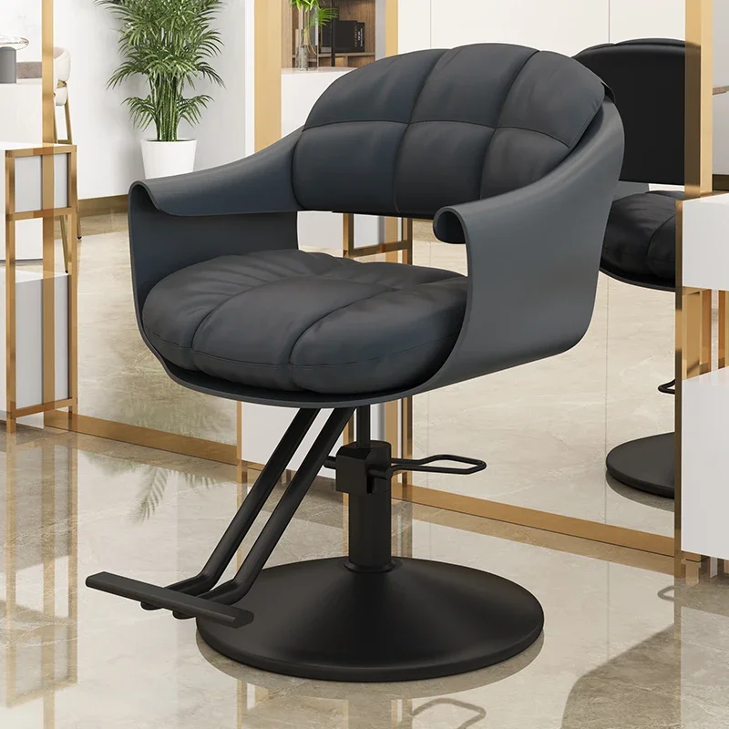 Schwarzer ergonomischer Friseurstuhl mit Armrollen, Kosmetik, verstellbarer Friseurstuhl, Kosmetikerin, wirtschaftliche Silla, größere Möbel, Barbershop
