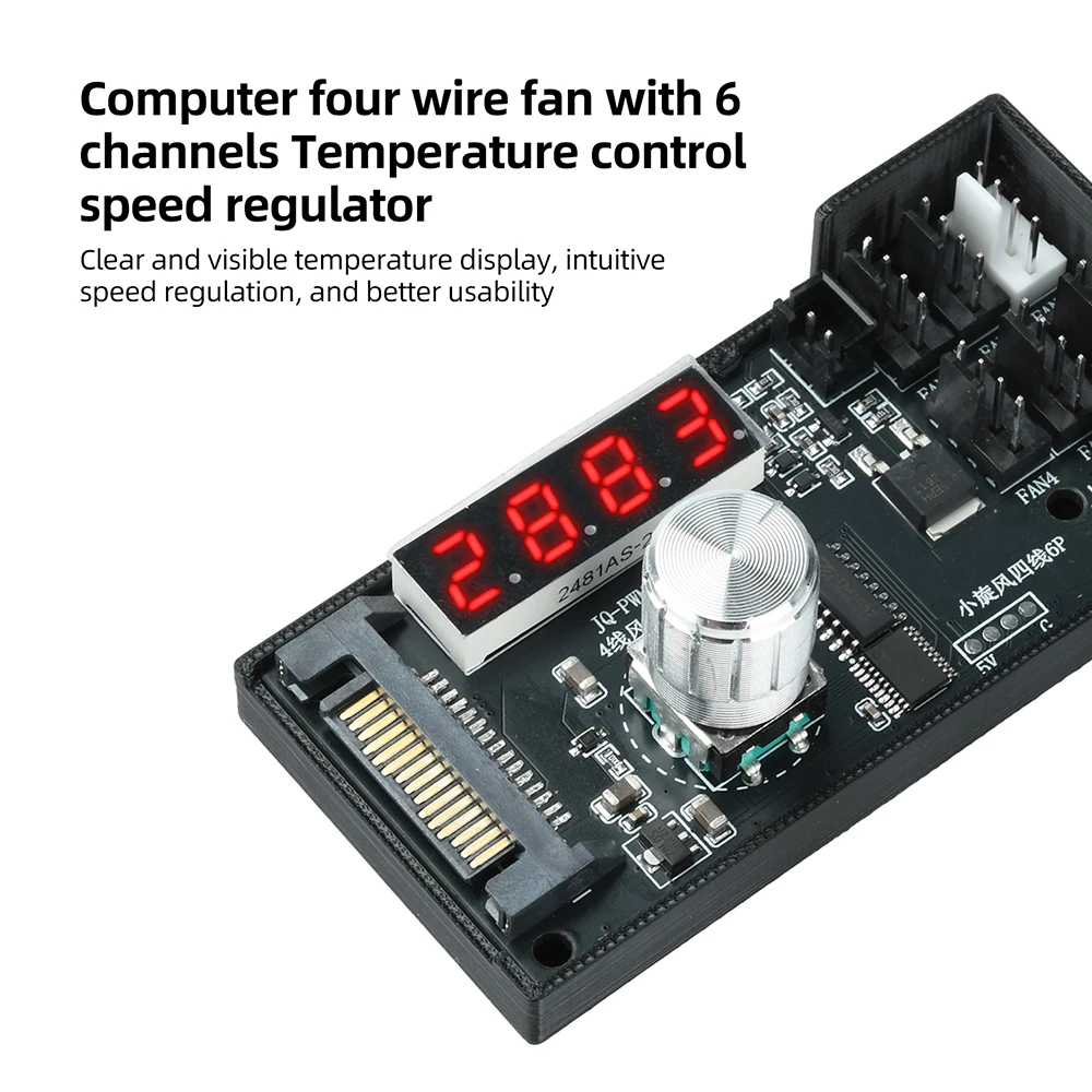 6-Kanal-PWM-Lüftersteuerung 12V 5A mit Digitalanzeige für PC-Kühlung, temperaturgesteuertes Kühlsystem mit SATA-Stromversorgung – Detail 12