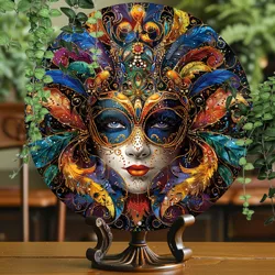 Carnival Mask Aluminum Wall Art Sign - 8x8 inch, classic style, multi-purpose 2D printed decorative plaque