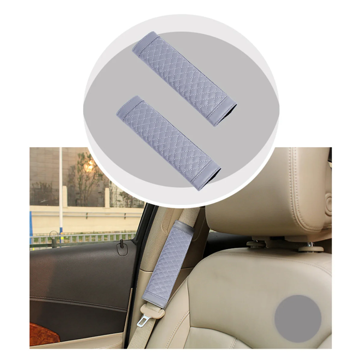 2 PCS Safety Belt Accessory Cover Car Watch Straps Universal Plaid Protector