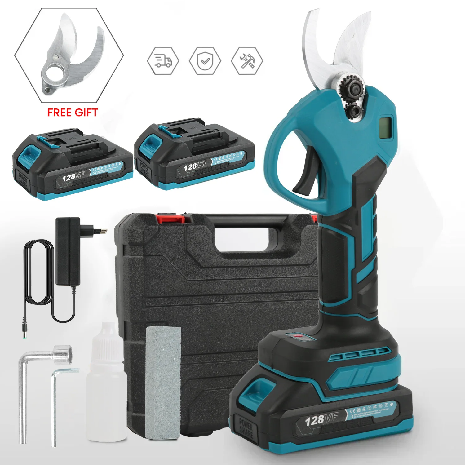 Tijeras de podar eléctricas sin escobillas, herramienta de jardín recargable sin cable, 2 engranajes, batería Makita de 18V, 30mm