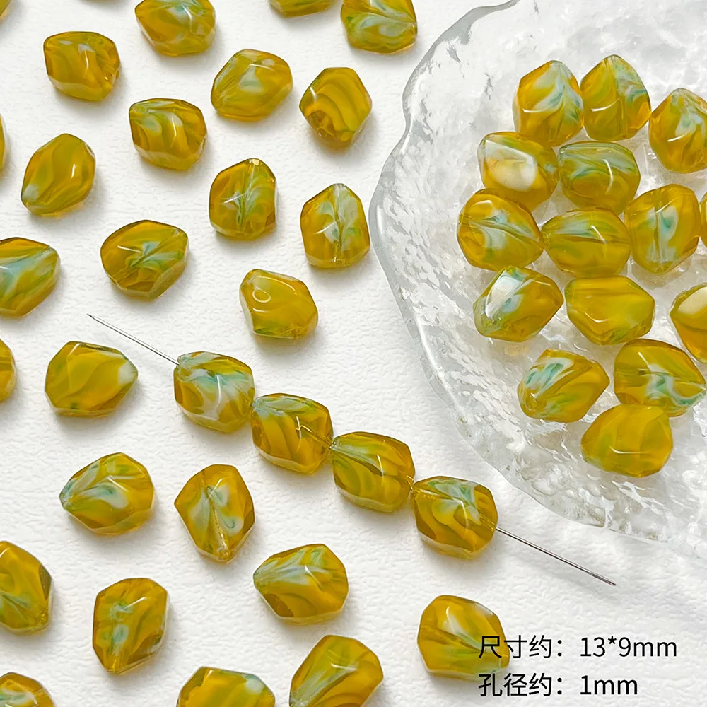 10Pcs 9x13MM Irregular Stone Shape Gradien Painting Lampwork Glass Beads For Jewelry Making Diy Bracelet Earrings Accessories
