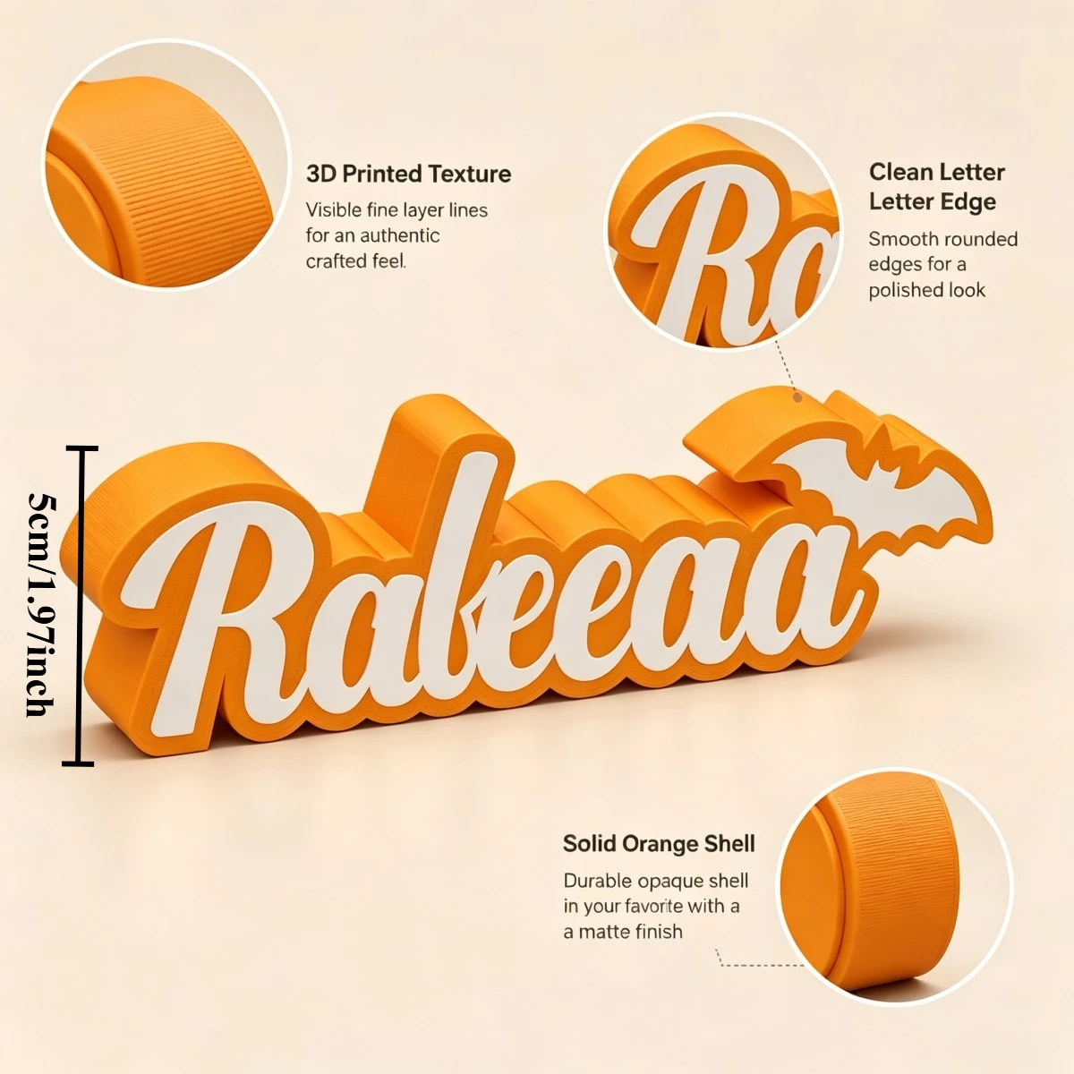 3D Printed Custom Name Night Light, Personalized LED Sign Lamp With Bat Decor,  Halloween Bedroom Decor Gift For Kids