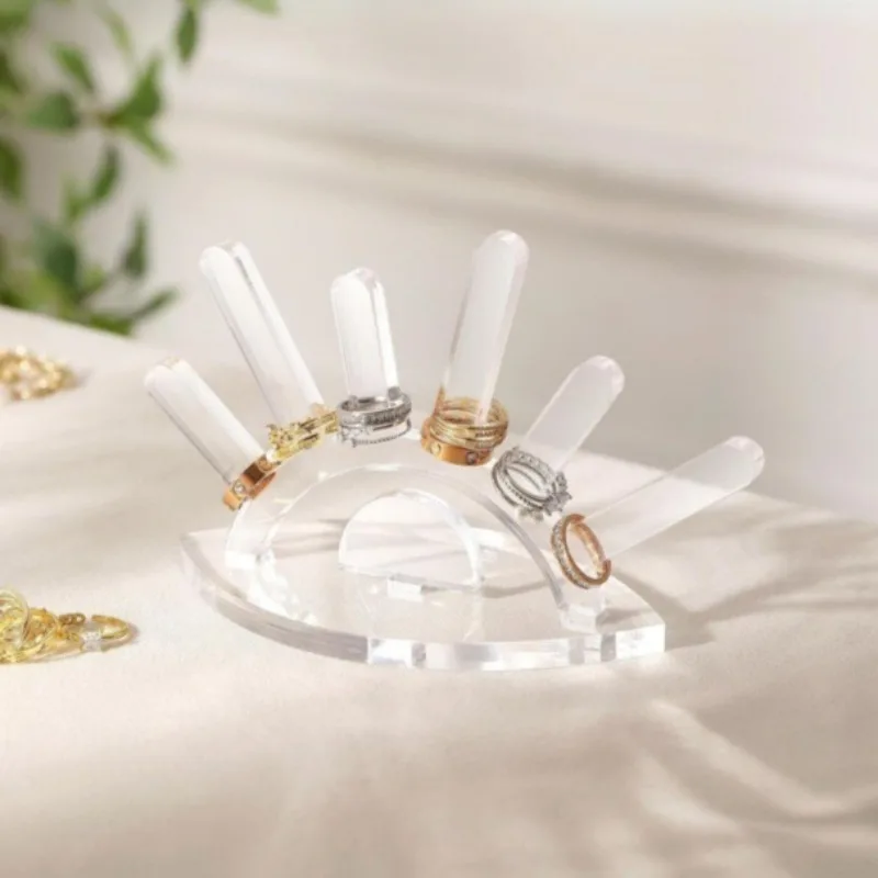 

Transparent Acrylic Jewelry Showcase Stand Rings Jewellery Display Rack Originality Ring Show Shelf Desktop Rings Storage Holder