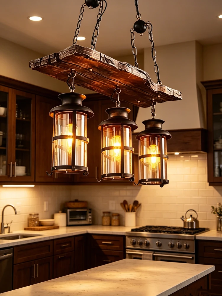 American Retro Chandelier Old Boat Wooden Restaurant Bar Network Coffee Clothing Shop Hot Pot Shop Solid Wood Pendent Light