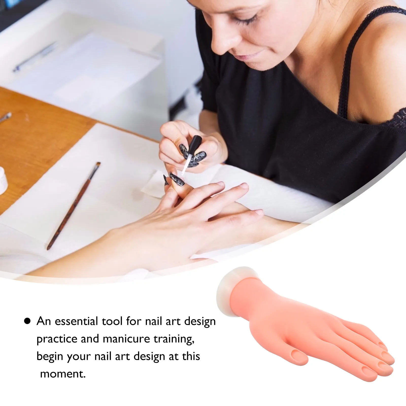 Fake Manicure Practice Hand Nail Art Training Hand Tool High Simulation Reusable Lightweight Nail Art Display for Manicure