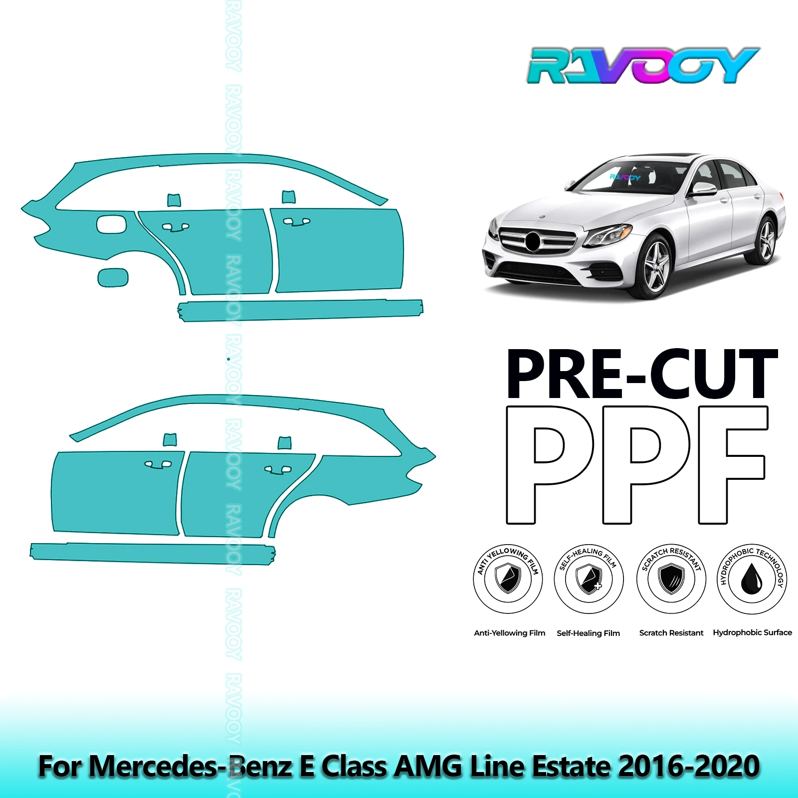 

For Mercedes-Benz E Class AMG Line Estate 2016-2020 8.5mil Pre-Cut PPF Door & A/B Pillar Kit TPU Paint Protection Film Set