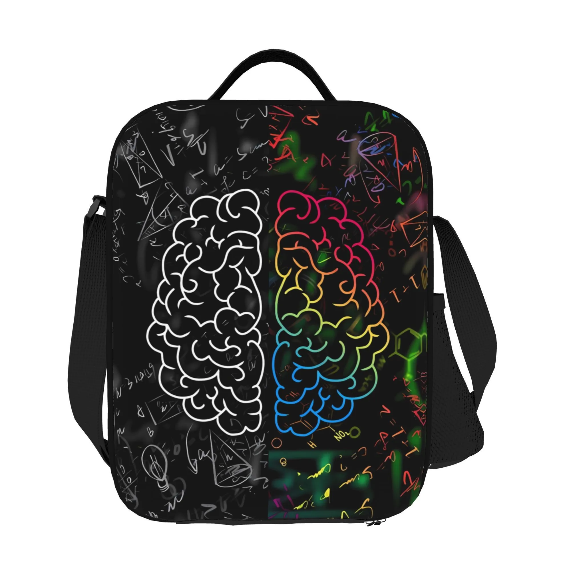 Brain Graphic Portable Lunch Bag 600D Oxford Insulated Lunch Tote for Work Picnic Beach Outdoor