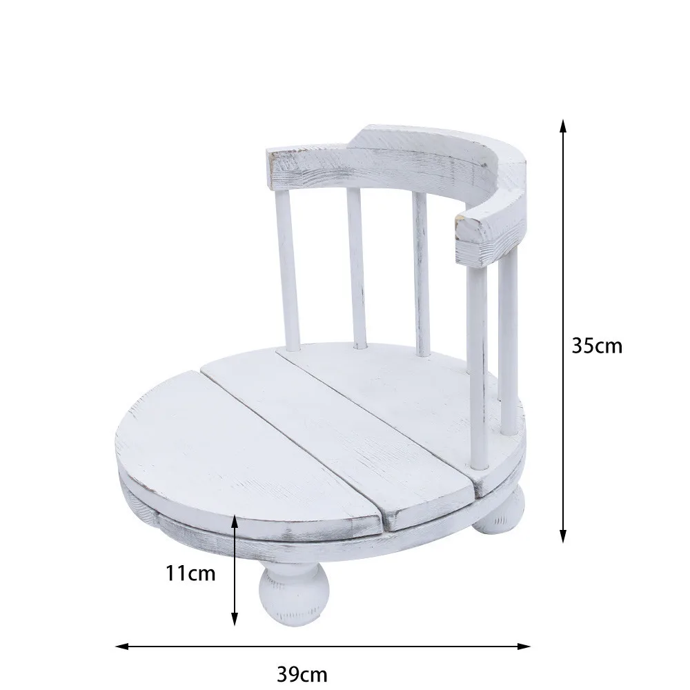 Chaise à pied rond en bois pour bébé, chaise à l\'ancienne, accessoires de photographie, chaise de pose blanche, meubles de photographie