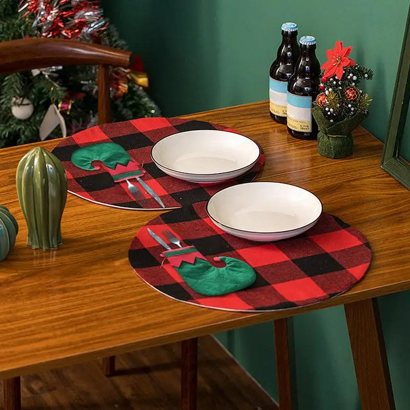 Christmas Cutlery Holders 6X Christmas Stocking Cutlery Holders Christmas Table Decorations Silverware Pockets For Home Winter
