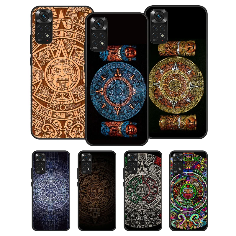 Mayan Calendar Wood Pattern Case For Xiaomi Redmi Note 11 10 9 7 Pro 10S 9S 8T Redmi 10 10A 10C 9A 9C 9T Soft Back Cover