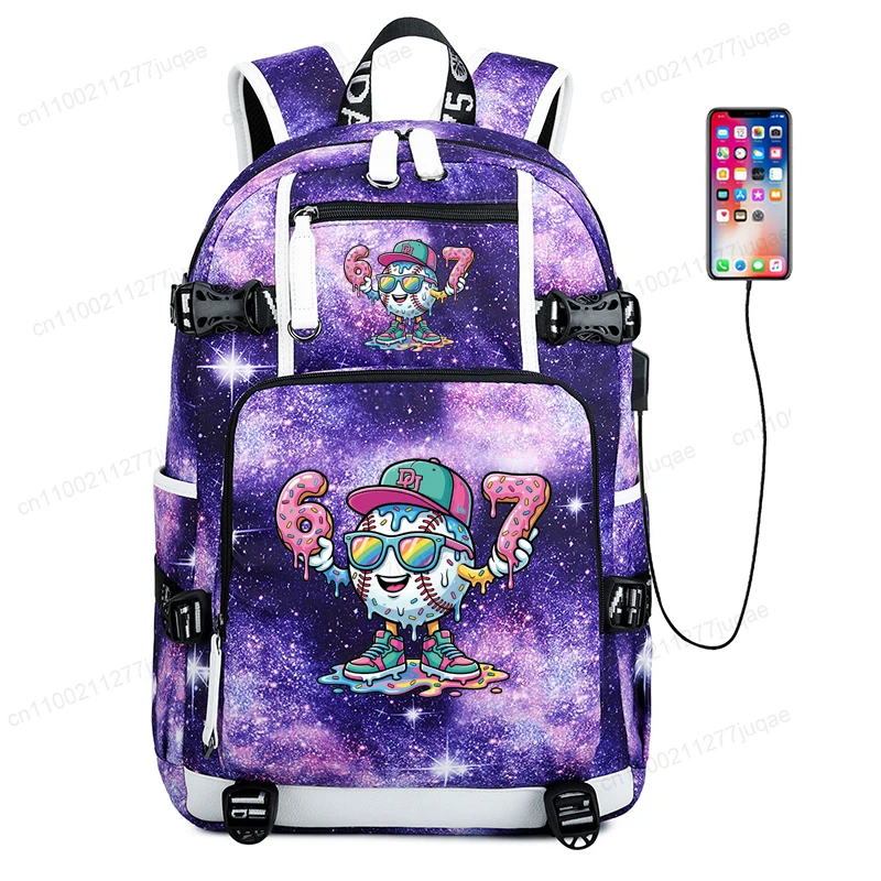 67 Six Seven Ice Cream Print Backpack,Casual Laptop Bookbag,Student School Bag,Travel Outdoor Bookbag,Teens College Schoolbag