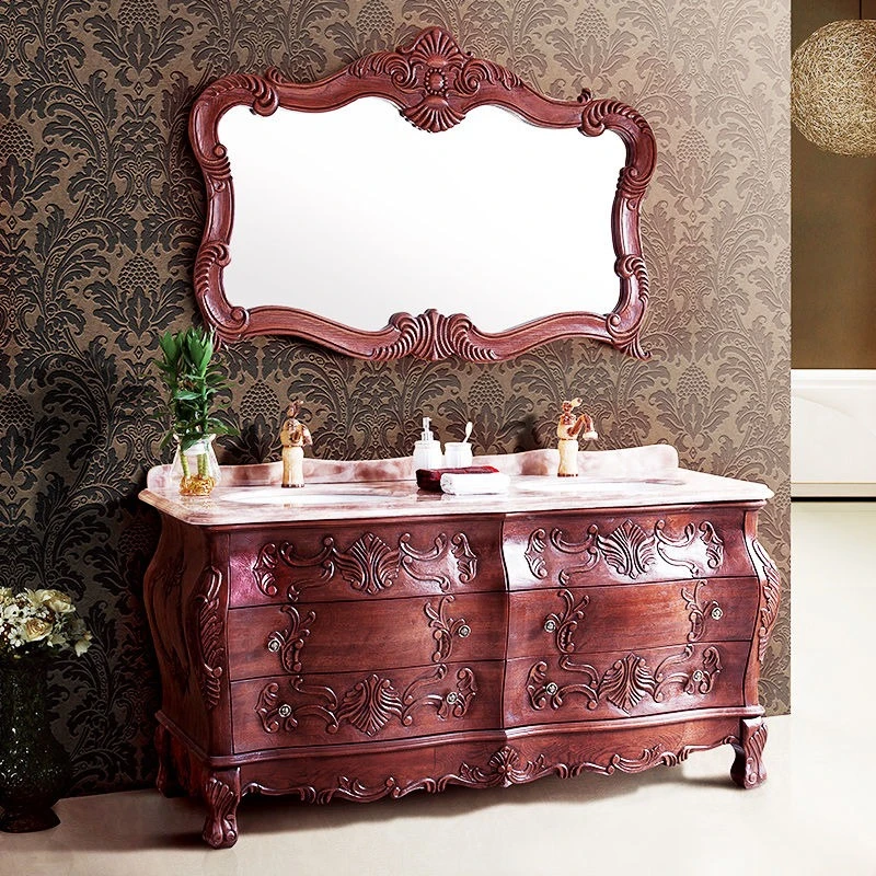 

Bathroom Cabinet Oak Classic Wash Desk Face Basin Combination Floor Solid
