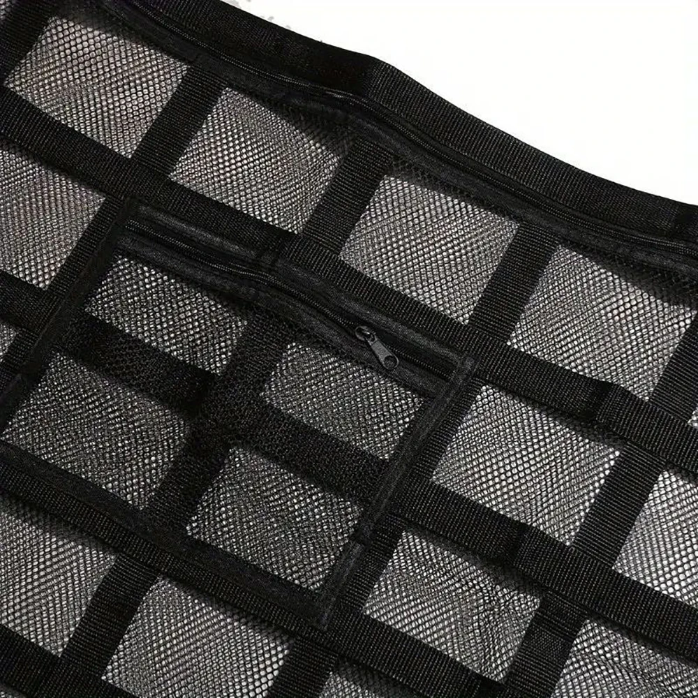 Universal  Double-Layer Car Roof  Ceiling Cargo Net  Bag, Car Storage Cargo Zipper Adjustable   Sundries Storage Mesh  Bag