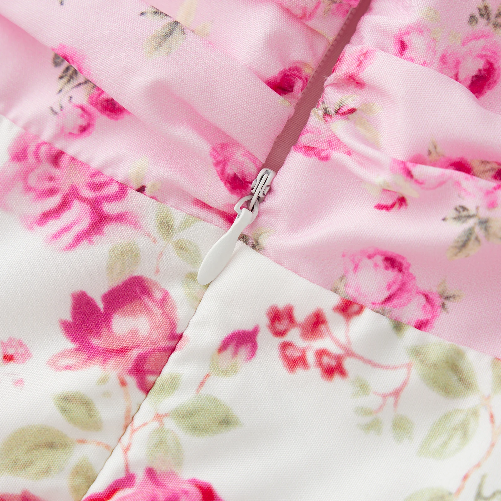 Abito da donna senza maniche in pizzo patchwork floreale con scollo a V profondo, cravatta con spalle scoperte, abito lungo con volant a strati