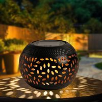 1pc Solar LED Garden Lantern - Elegant Metal Elliptical Lantern Solar, Waterproof with Shadow Projection for Outdoor Patio
