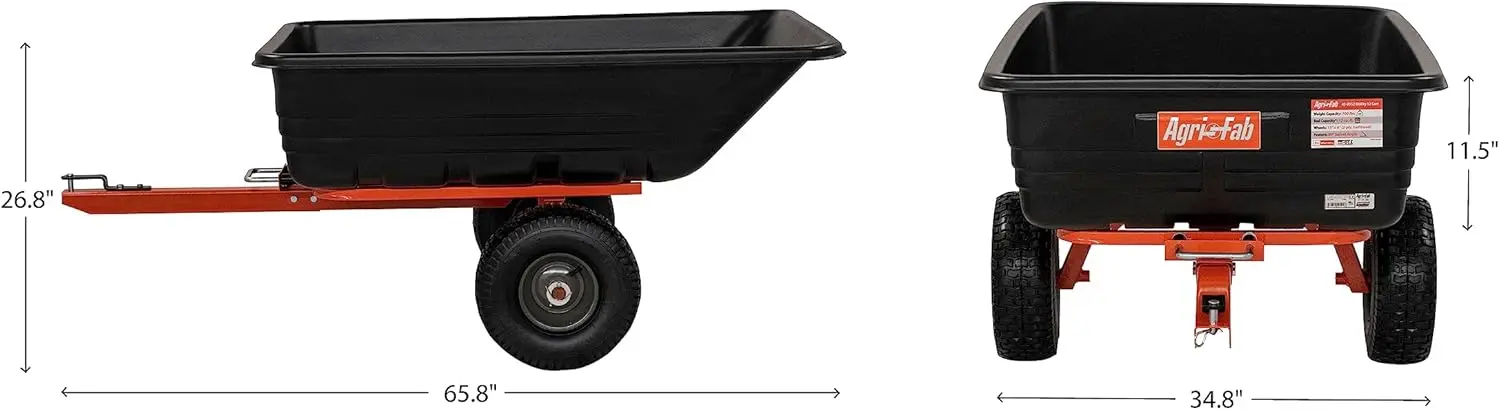 700-Pound, Poly Dump/Swivel Cart, Black/Orange