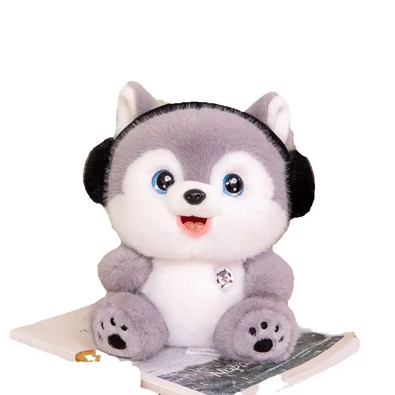 25CM Cute Earphone Rabbit Plush Toy Kawaii Super Soft Short-haired Premium Panda Husky Doll as a Birthday and Christmas Gift