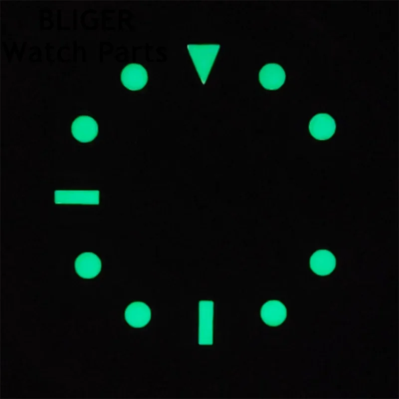 Bligger-照明Gmt markウォッチダイヤル、黒、白、赤、オレンジ、緑、青、nh34、nh35、mingzhu3804ムーブメント、29mmに適合