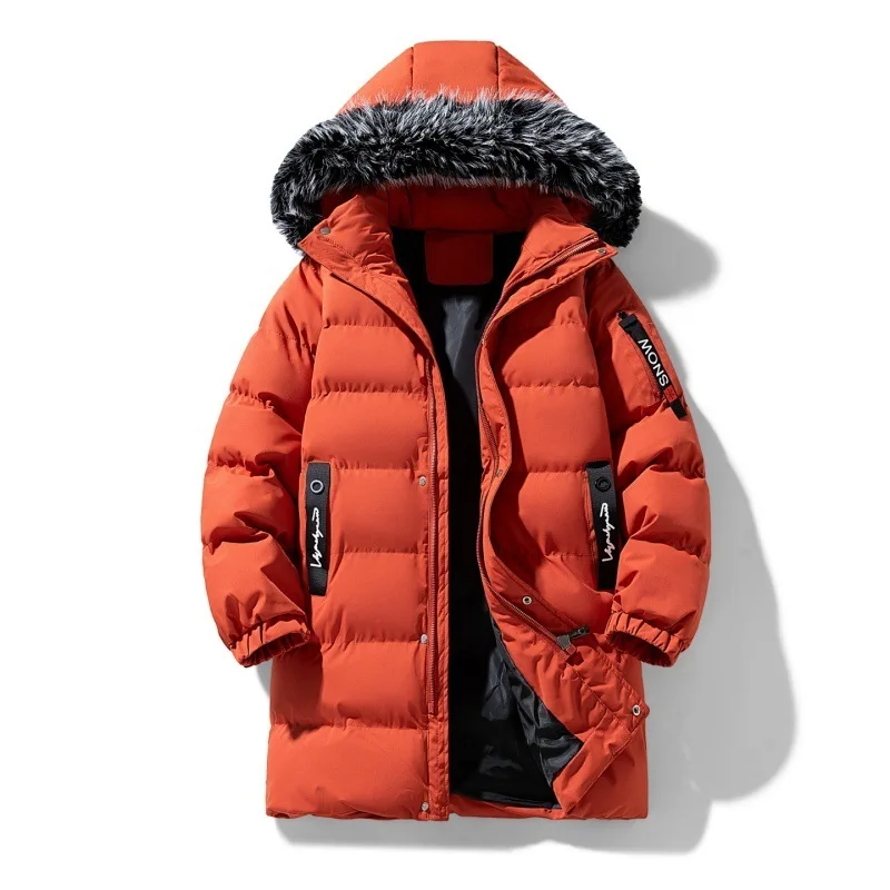 Winter Coat with Hood and Thick Cotton Mid-Length Long-Sleeved Casual Men's Fashion Wear Jacket