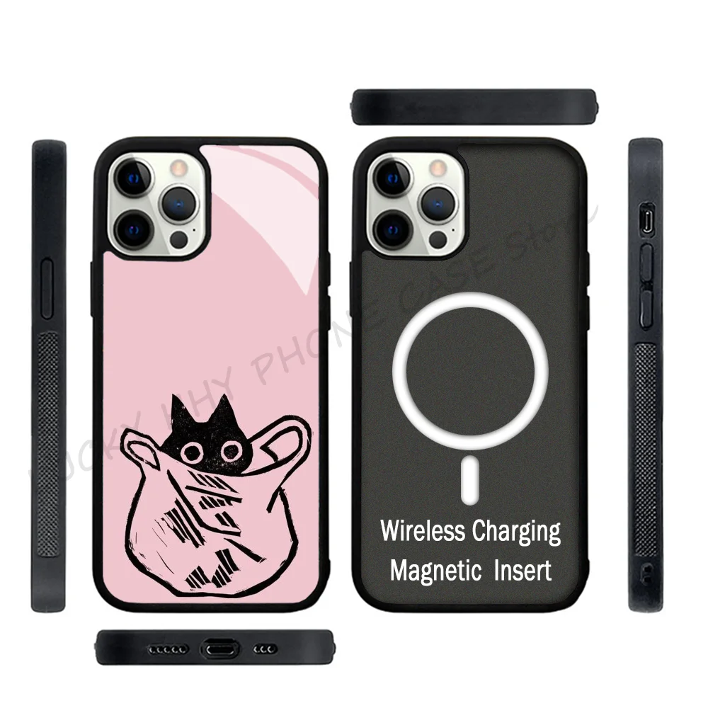 

Pink Bag Kitten Cat Phone Case Strong Magnetic For IPhone 15 14 13 Pro Max 11 12 Mini For Magsafe