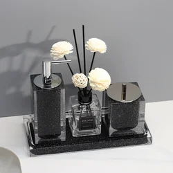 High Quality Resin Hand Sanitizer Bottle, Bathroom Decoration Accessories, Shampoo Dispenser, Cotton Swab Box, Aromatherapy Tray