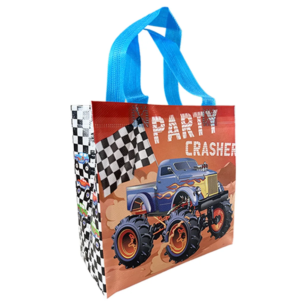 15 Pcs Racing Monster Truck Birthday Party Decorations Supplies Non-Woven Bags Gift Tote Truck Themed with Handles Treat Bags