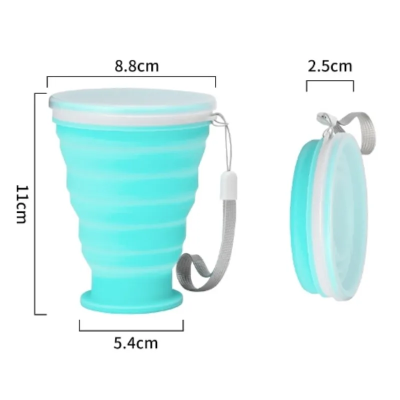 300ml Silicone Folding Mug - Leakproof Portable Travel Cup W/Carabiner for Camping/Sports/Coffee, Collapsible Tea Water Bottle