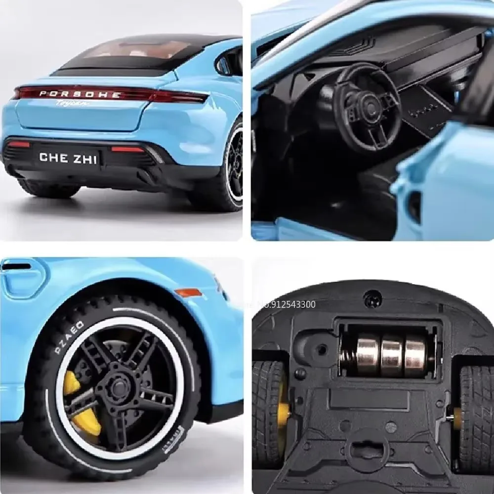 1:32 Cayenne Turbo Taycan Luxury Car Model Toy Diecast Metal Sound Light Pull Back Miniature Supercar Models Holiday Presents