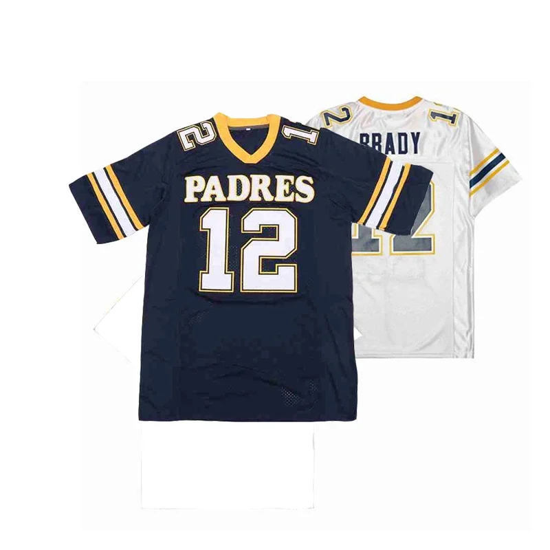 New Men American Football jersey Padres 12 Sewing Embroidery Outdoor Sports Mesh Ventilation White Blue 2023 New Big Size