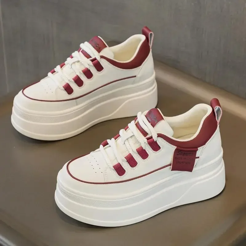 2024 Autumn Hot Seller Trendy Interior Height Increasing Women\'s Shoes Mesh Breathable Thick Sole Versatile Casual Board Shoes