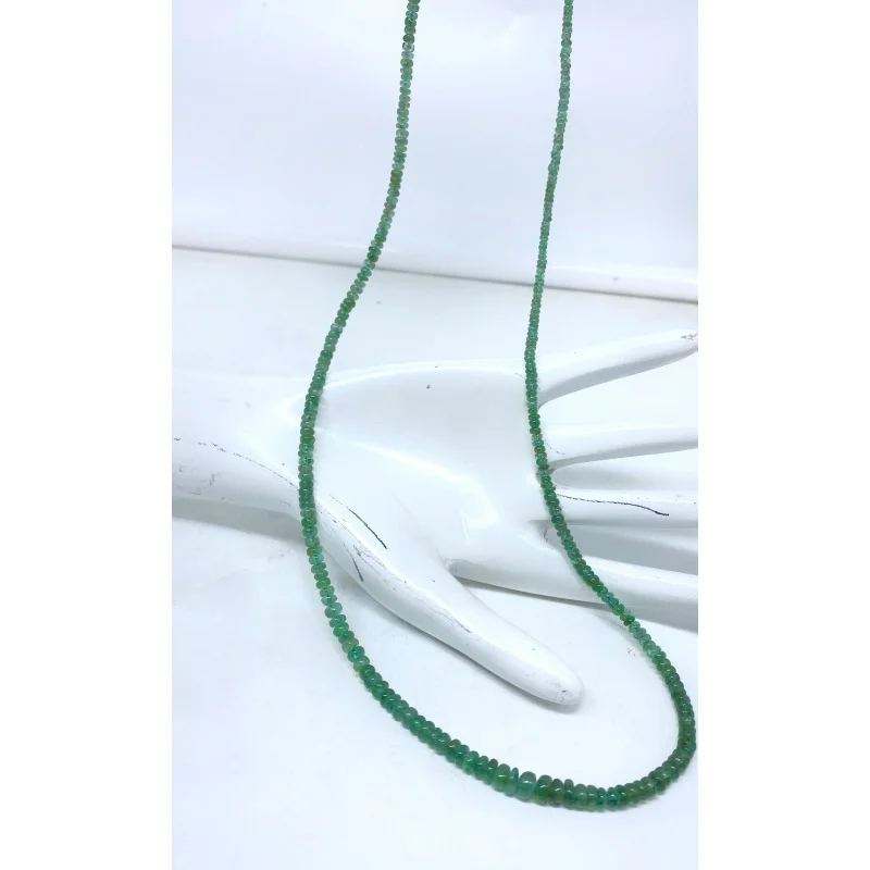 

Natural Colombian Emerald Bead Necklace Smooth Round Green Gemstone Jewelry