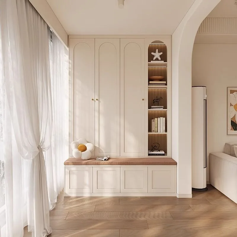

Retro Cream Style Children's Card Seat Integrated Against The Wall To The Living Room Bookcase Balcony Cabinet Locker
