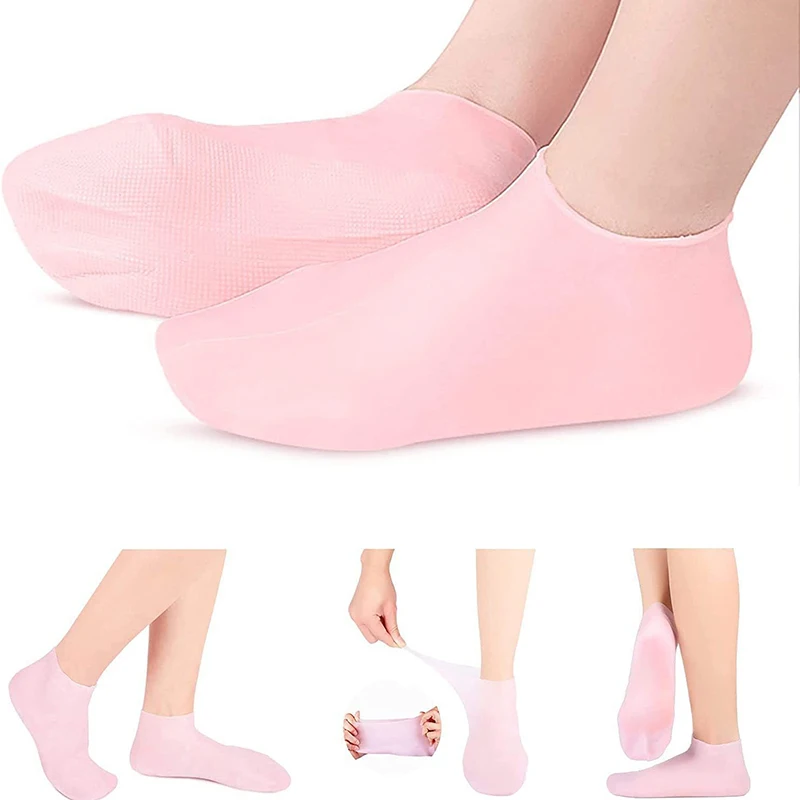 2Pcs Silicone Foot Care Socks Anti Cracking Moisturizing Gel Socks Cracked Dead Skin Remove Protector Pain Relief Pedicure Tools