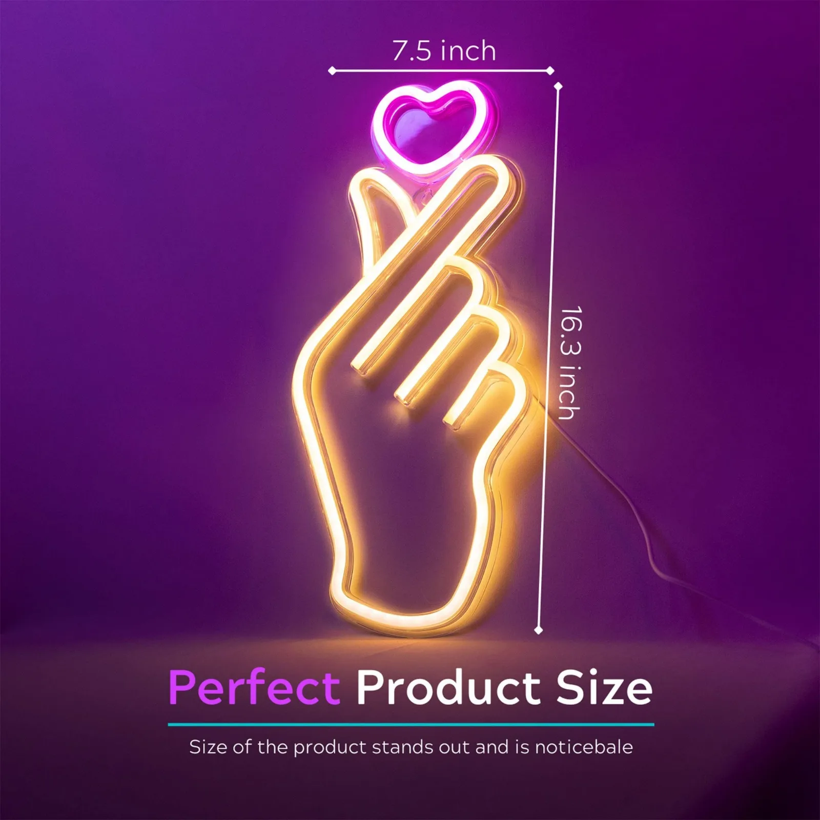 Gesture Love Neon Light Suitable for Wall, Bedroom, Game Room Decorative Symbols LED Neon Light