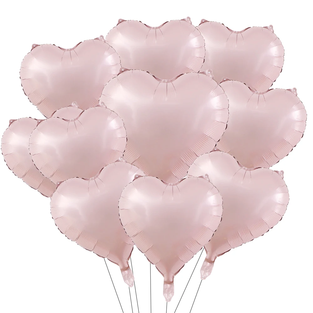 10 Uds. Globos de papel de aluminio con forma de corazón de 18 pulgadas, globo de corazón verde salvia rosa para fiesta de cumpleaños, Día de San Valentín, decoraciones de aniversario de boda