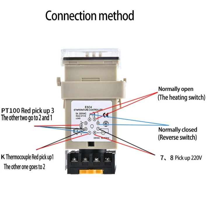 Controlador de temperatura E5C2 E5C4, perilla de puntero, pantalla Digital AC 220V 0-399 ℃   Entrada K de salida de relé con enchufe