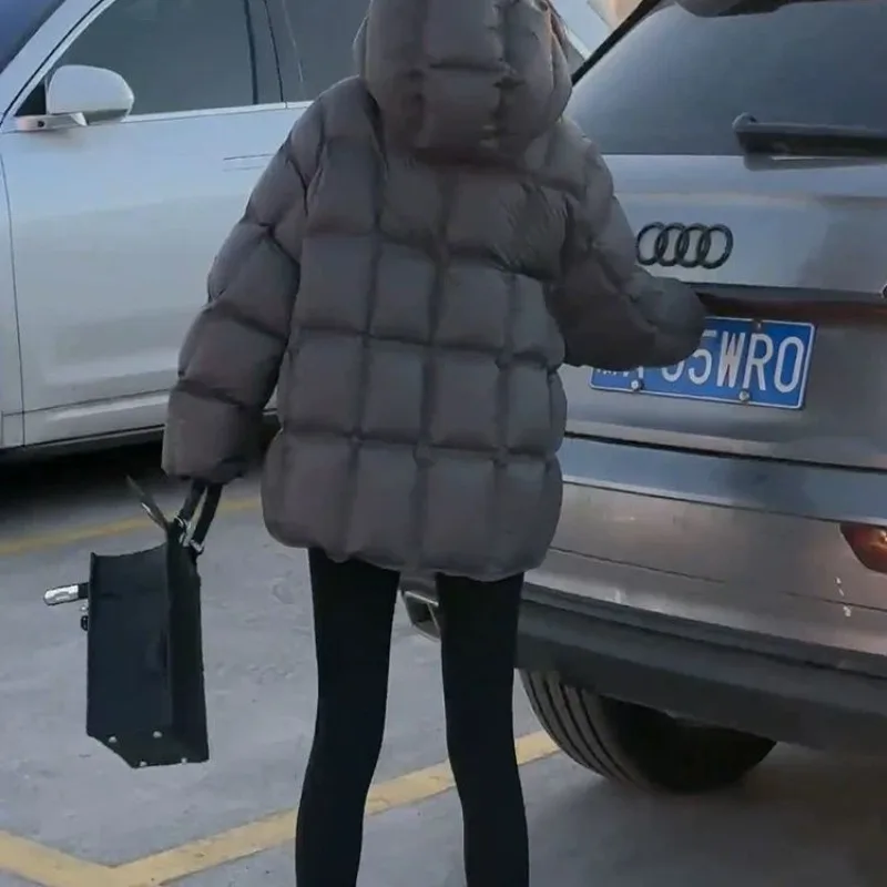 Solid Color Square Warm Down Jacket Women's Medium Long New Fashion Casual Muse White Duck Down Popular Coat High Street Trend