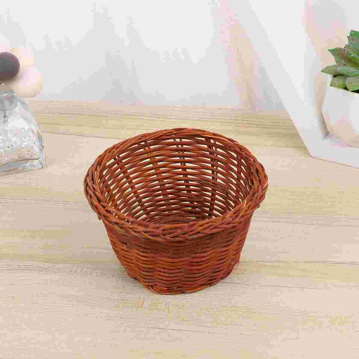 

Round Mini Basket Weaving Easter Storage Holder Easter Handcraft Basket Ornament Easter Party Decor Easter Basket