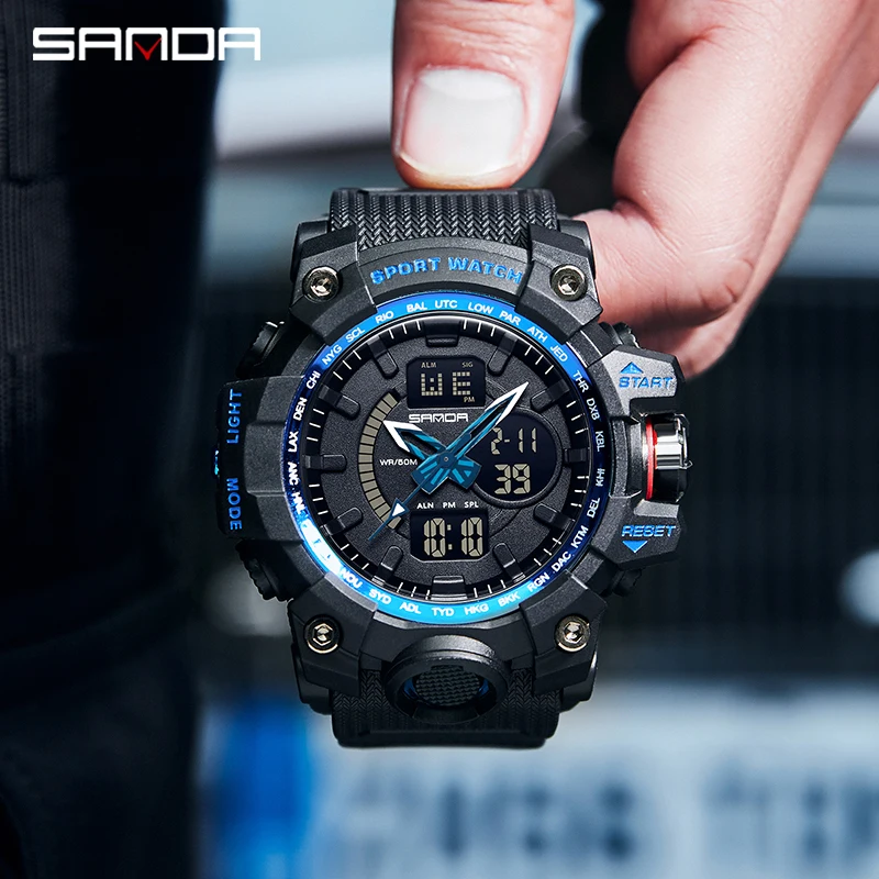 Fashion SANDA Top Brand G style New Luxury Sport Men Quartz Watch Casual Style Military Watches Men Waterproof Male Clocks