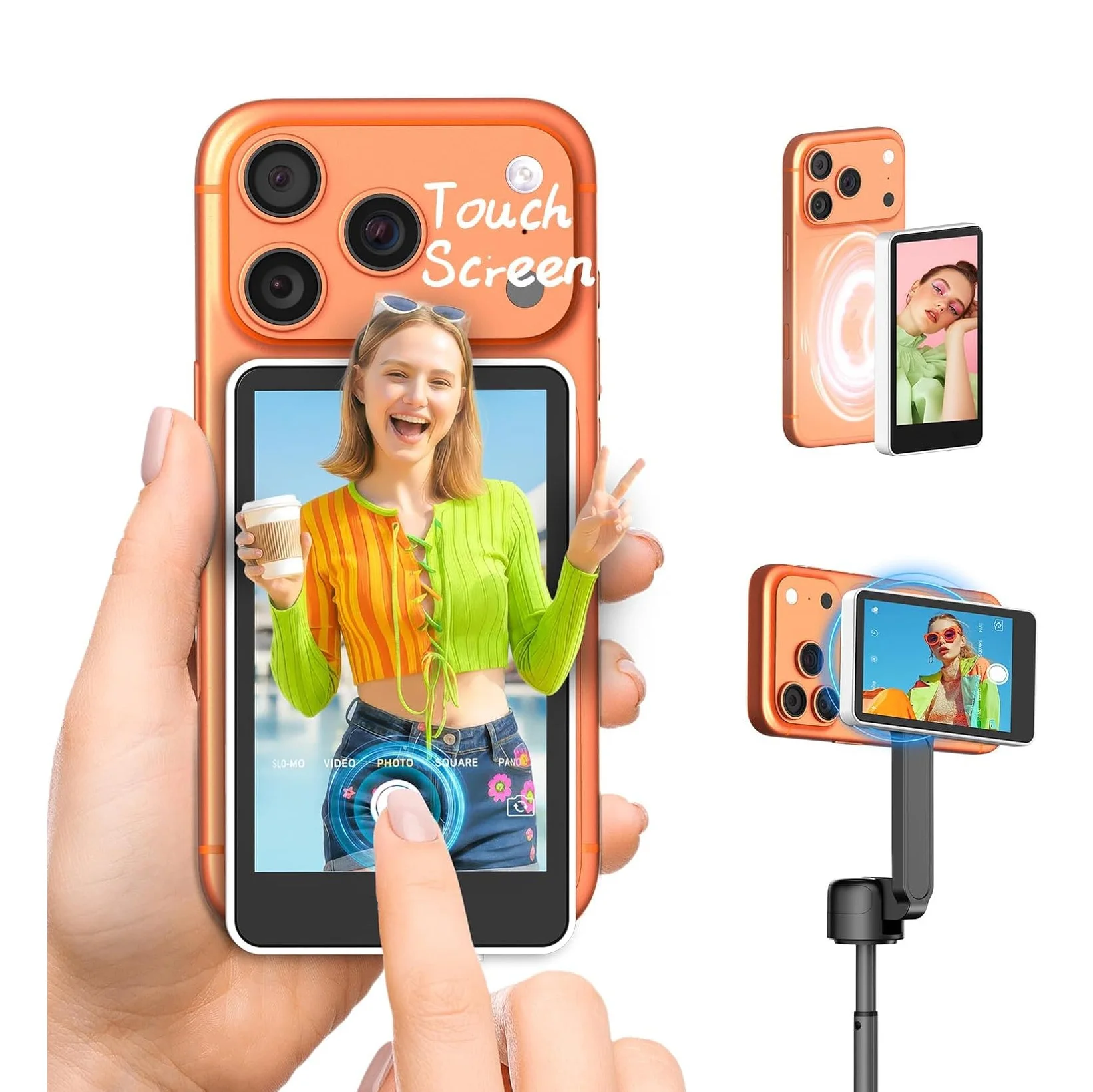 

4-inch Selfie Monitor Touch Screen Magnetism Wireless Mirroring Back Camera For iPhone Android Selfie Vlog Live Supports Video