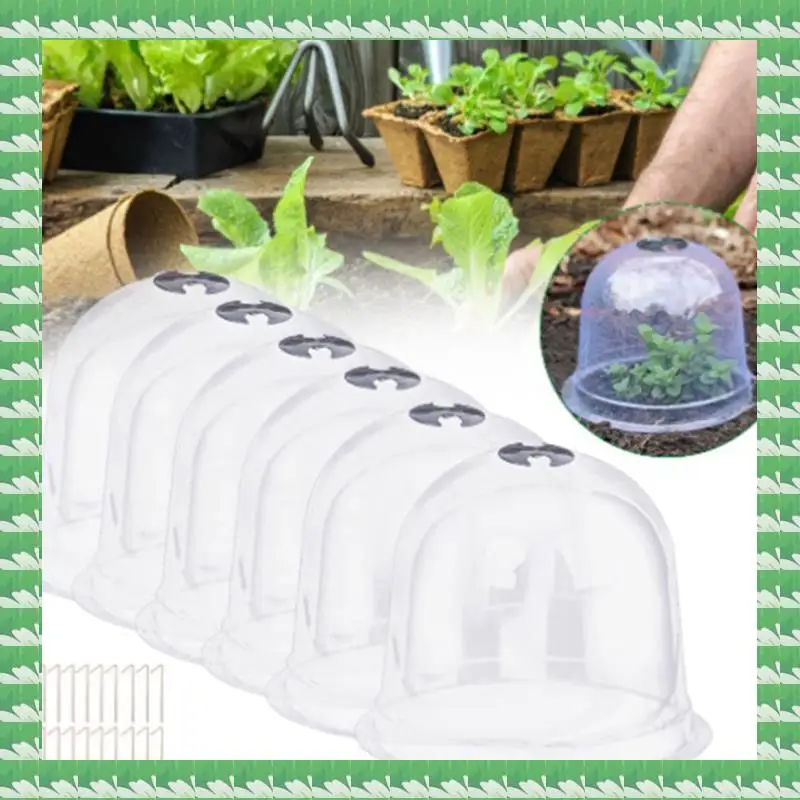 

6Pc Reusable Plastic Greenhouse Garden Plant Seedling Germination Covers 10In Dome Frost Guard Freeze Protection
