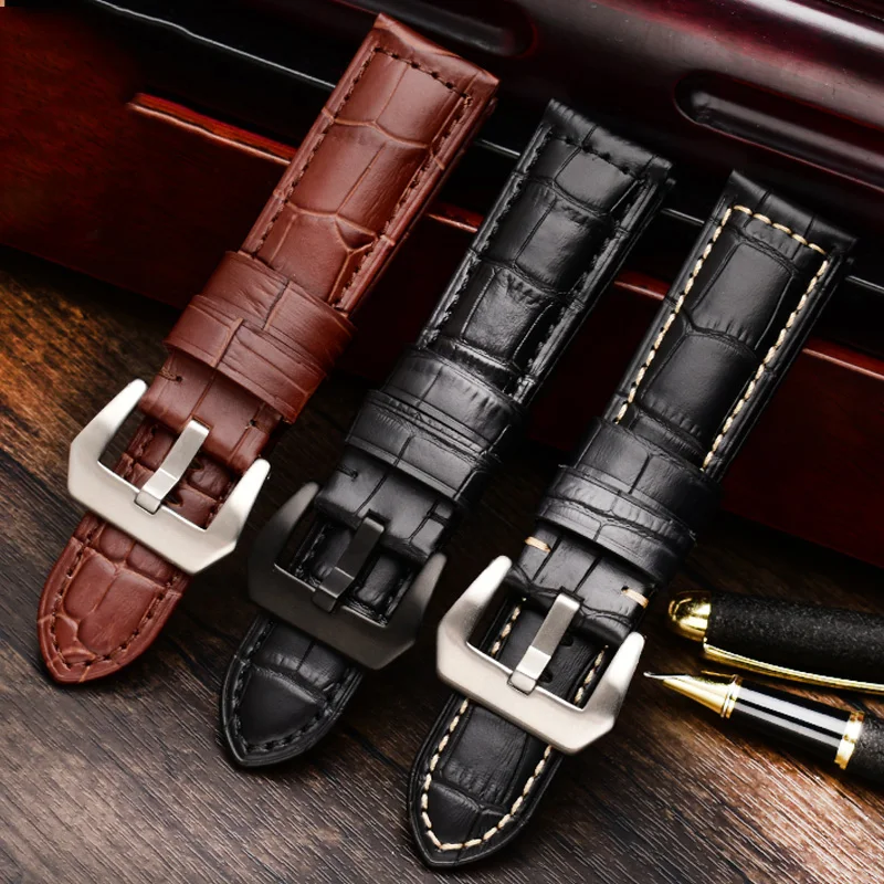 22MM 24mm 26mm High quality Waterproof Watch band For Panerai PAM688 441/1313 Cowhide Leather Men\'s blue Watch Strap accessories