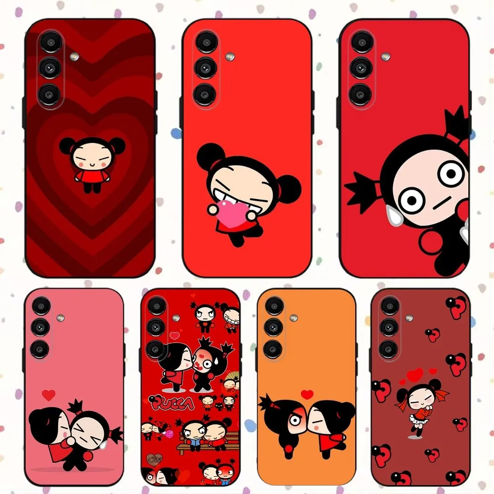 Cartoon P-Pucca-Garu Phone Case For Samsung S24,S21,S22,S23,S30,Ultra,S20,Plus,Fe,Lite,Note,10,9,5G Black Soft Cover